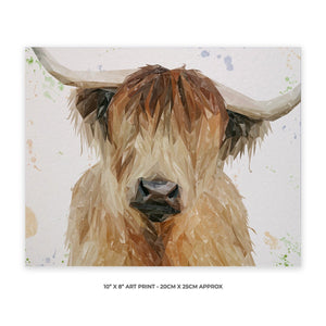 "Bernadette" The Highland Cow 10" x 8" Unframed Art Print - Andy Thomas Artworks