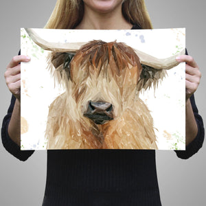 "Bernadette" The Highland Cow Unframed Art Print - Andy Thomas Artworks