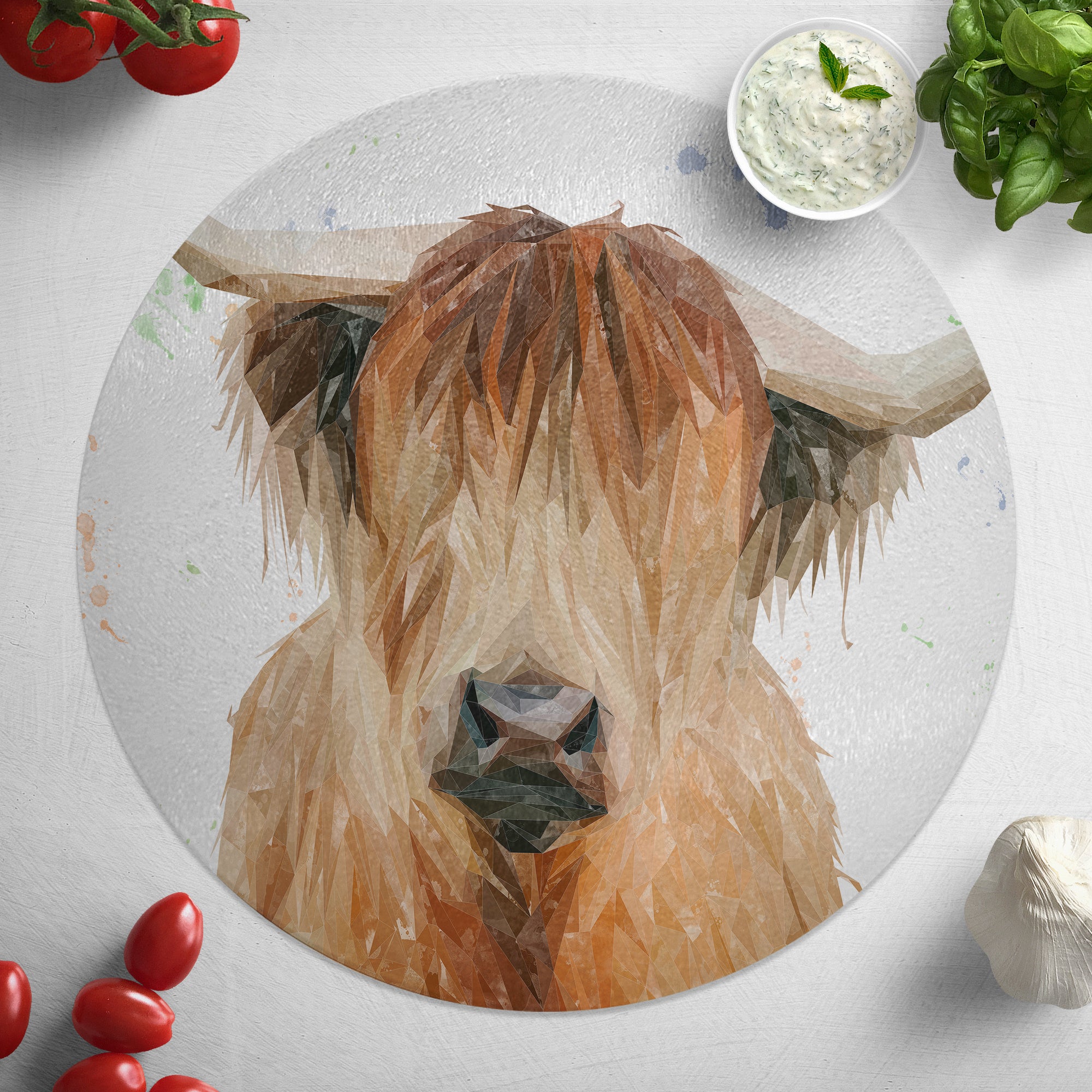 "Bernadette" The Highland Cow Glass Worktop Saver