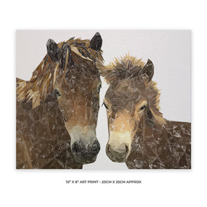 "The Exmoor Pair" Emoor Ponies 10" x 8" Unframed Art Print - Andy Thomas Artworks