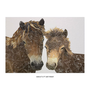 "The Exmoor Pair" Emoor Ponies 5x7 Mini Print - Andy Thomas Artworks