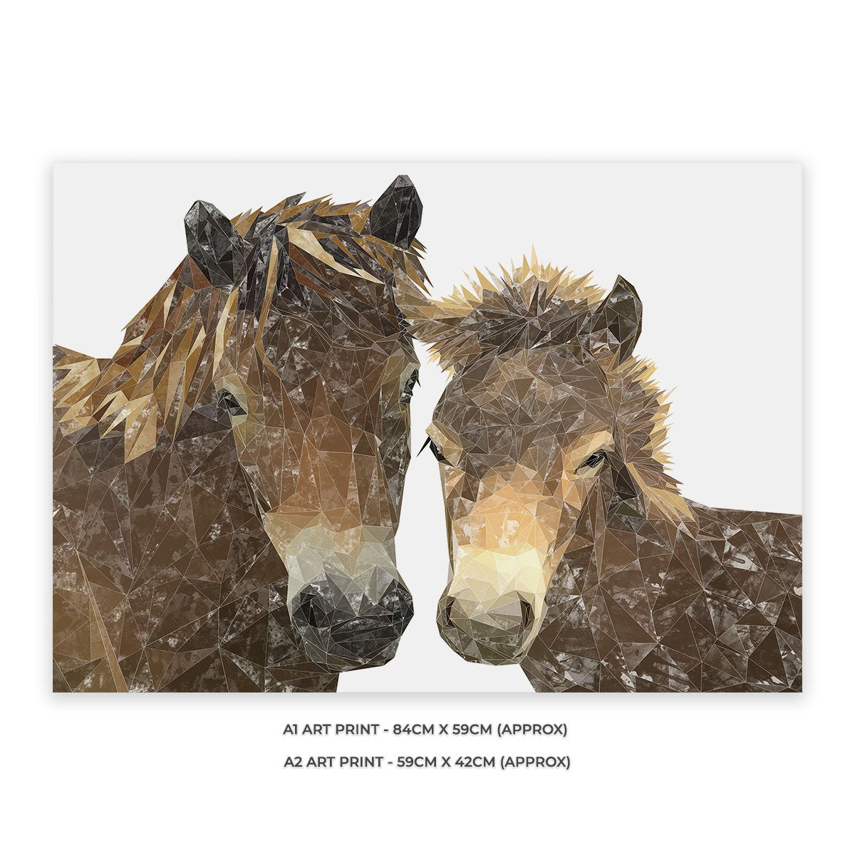 "The Exmoor Pair" Emoor Ponies Unframed Art Print - Andy Thomas Artworks