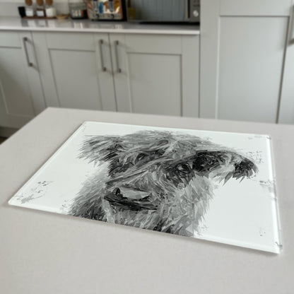 Peeps The Highland Calf, Black & White Premium Glass Worktop Saver