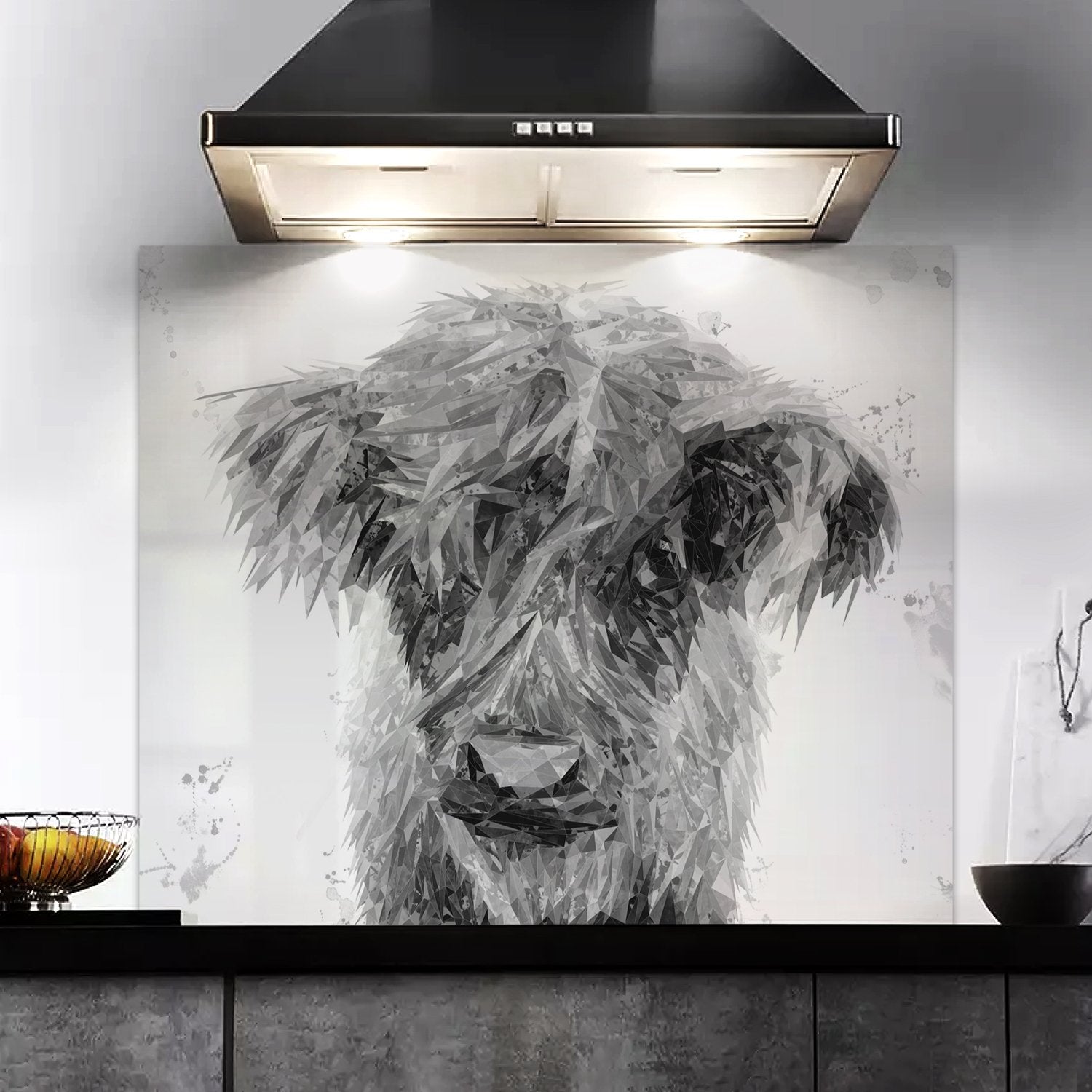 "Peeps" The Highland Calf (B&W) Kitchen Splashback