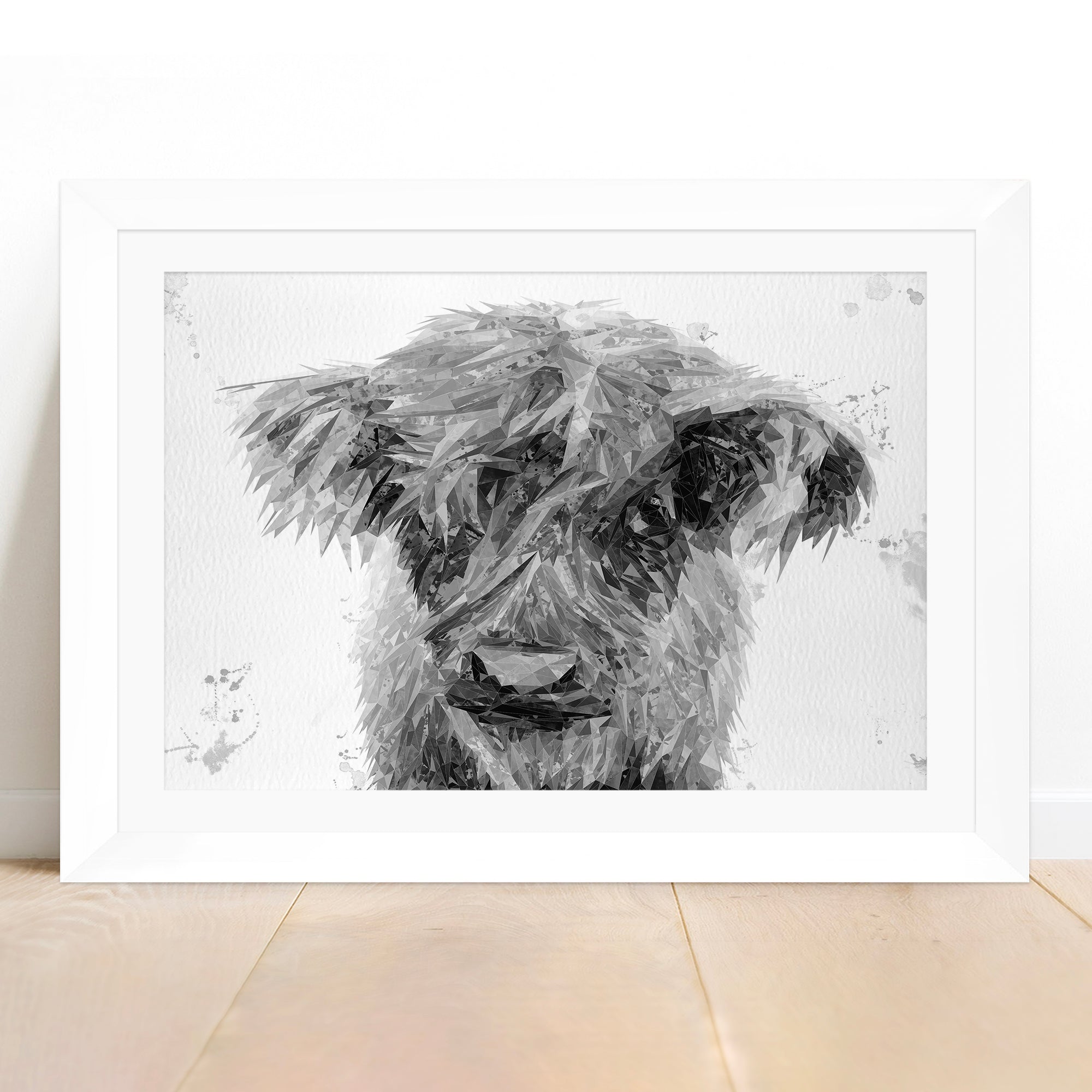 "Peeps" The Highland Calf (B&W) Framed & Mounted Art Print