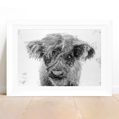 "Peeps" The Highland Calf (B&W) Framed & Mounted Art Print