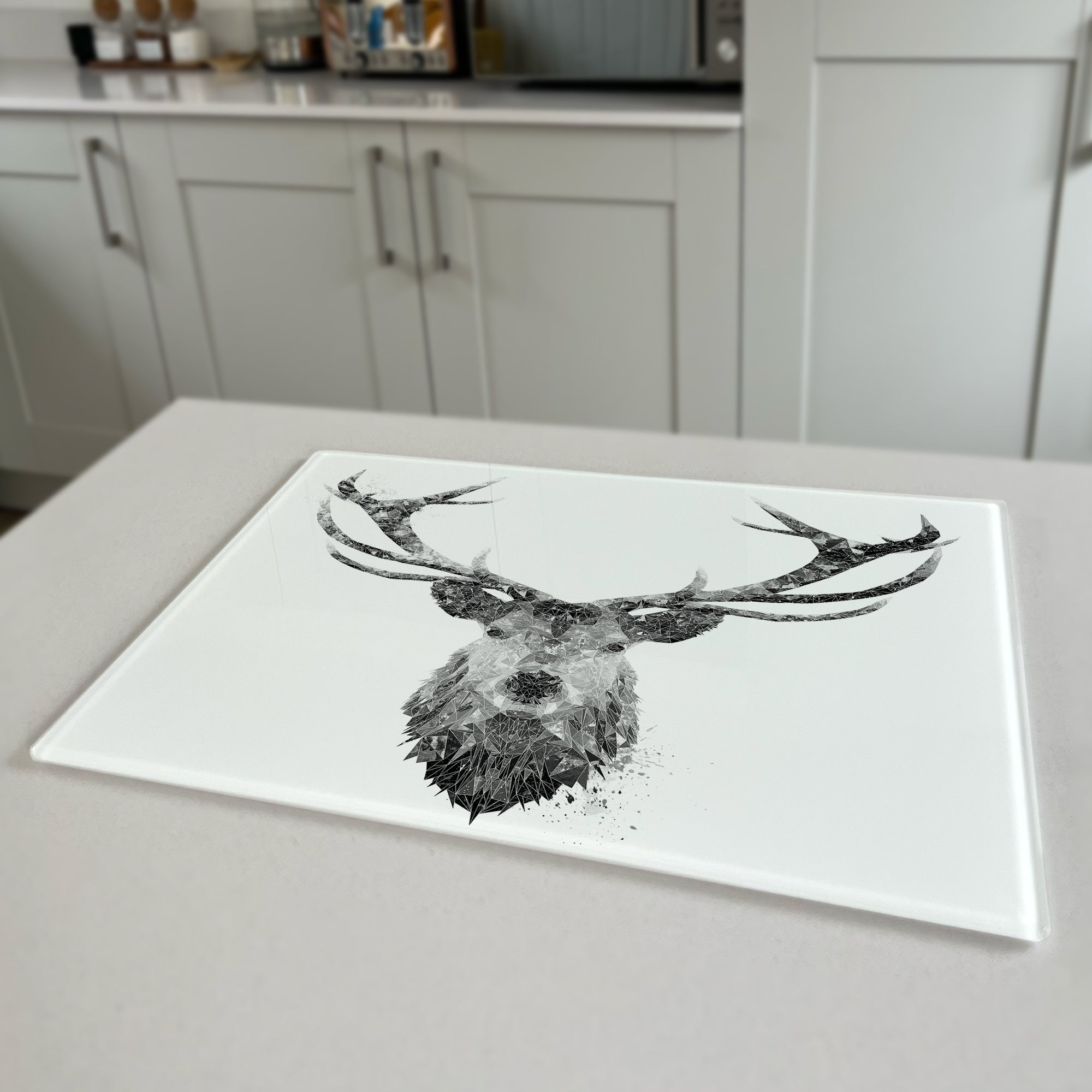 The Stag, Black & White Premium Glass Worktop Saver