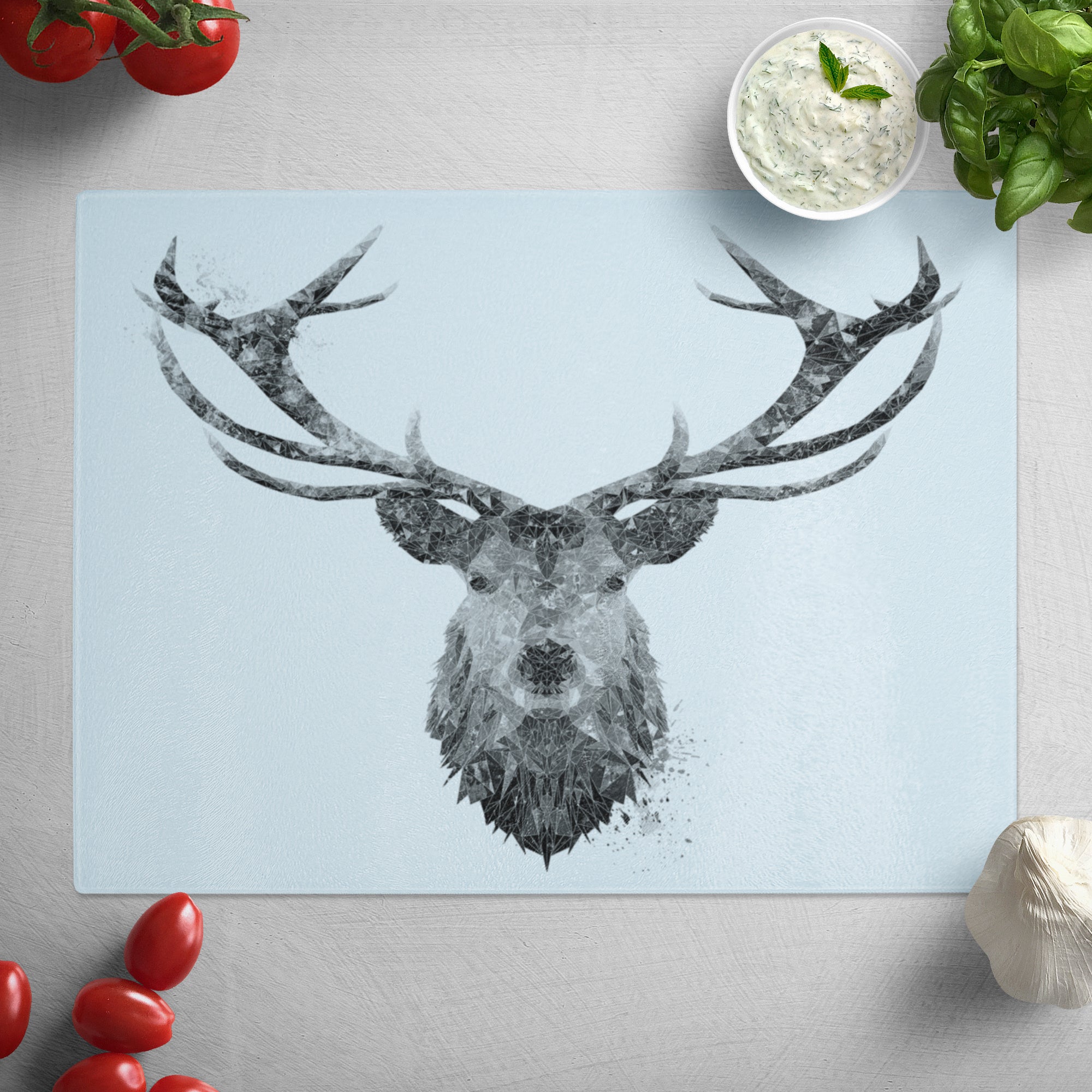 "The Stag" (B&W) Glass Worktop Saver