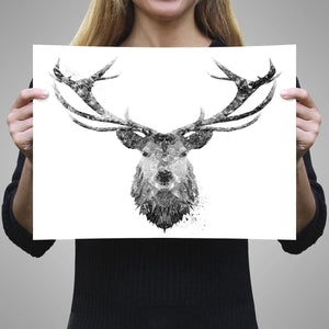 "The Stag" (B&W) Unframed Art Print - Andy Thomas Artworks