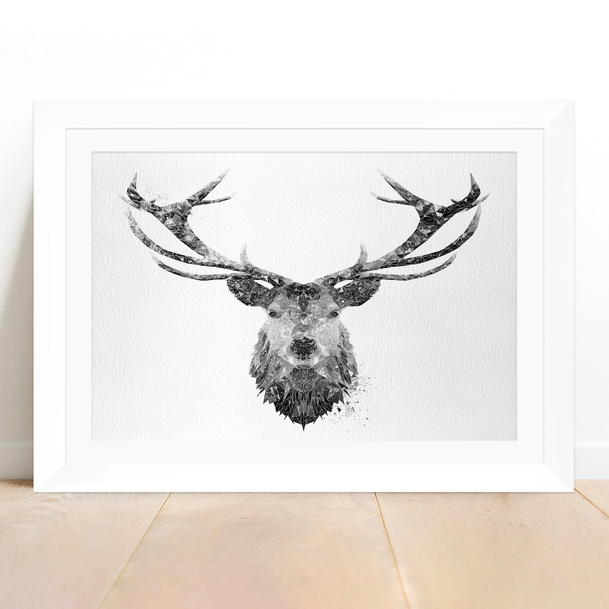 "The Stag" (B&W) Framed & Mounted Art Print