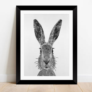 "The Hare" (B&W) Framed & Mounted Art Print