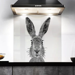 "The Hare" (B&W) Kitchen Splashback