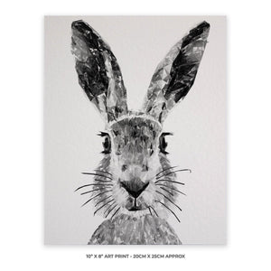 "The Hare" (B&W) 10" x 8" Unframed Art Print - Andy Thomas Artworks