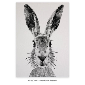 "The Hare" (B&W) A3 Unframed Art Print - Andy Thomas Artworks