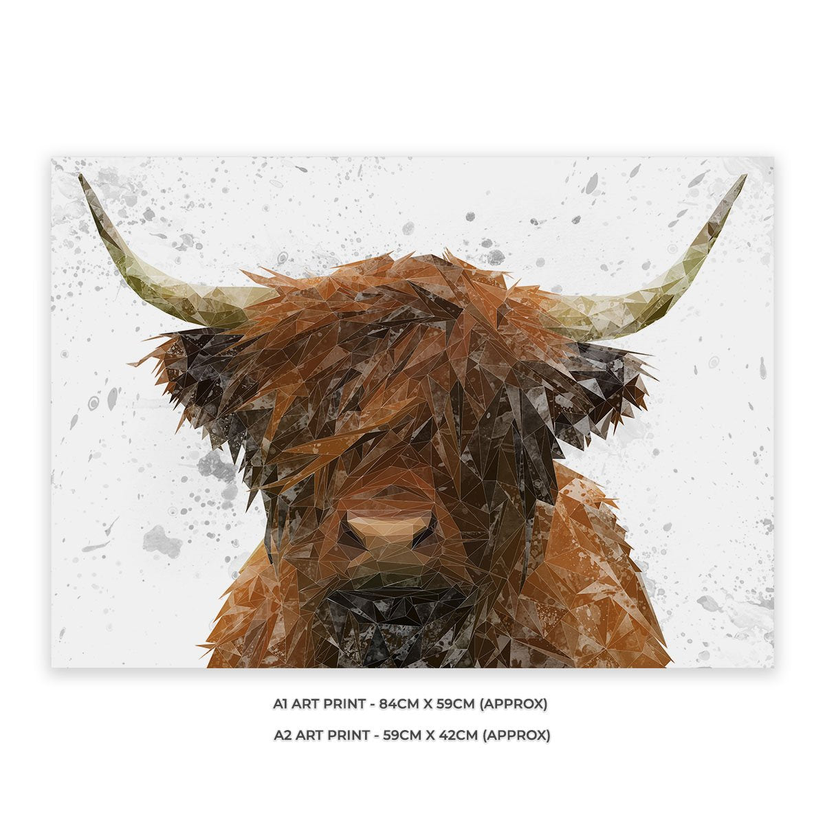 "The Highland" Highland Cow Art (Grey Background) Unframed Art Print - Andy Thomas Artworks