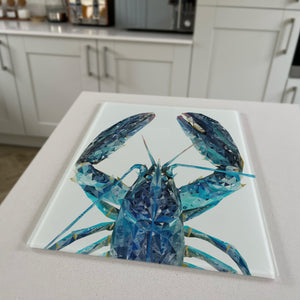 The Blue Lobster, Portrait, Premium Glass Worktop Saver