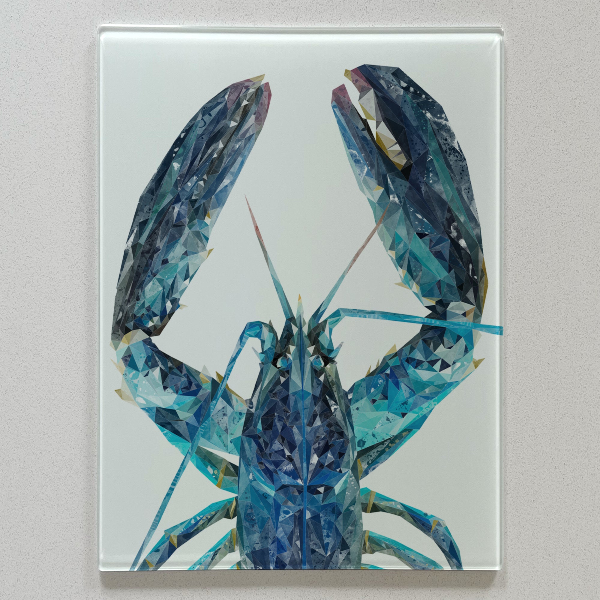 The Blue Lobster, Portrait, Premium Glass Worktop Saver