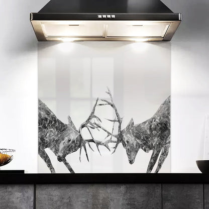 "The Showdown" Rutting Stags (B&W) Kitchen Splashback