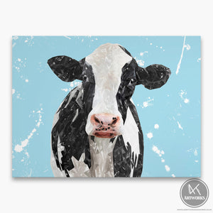 "Harriet" The Holstein Cow (Blue Background) Canvas Print