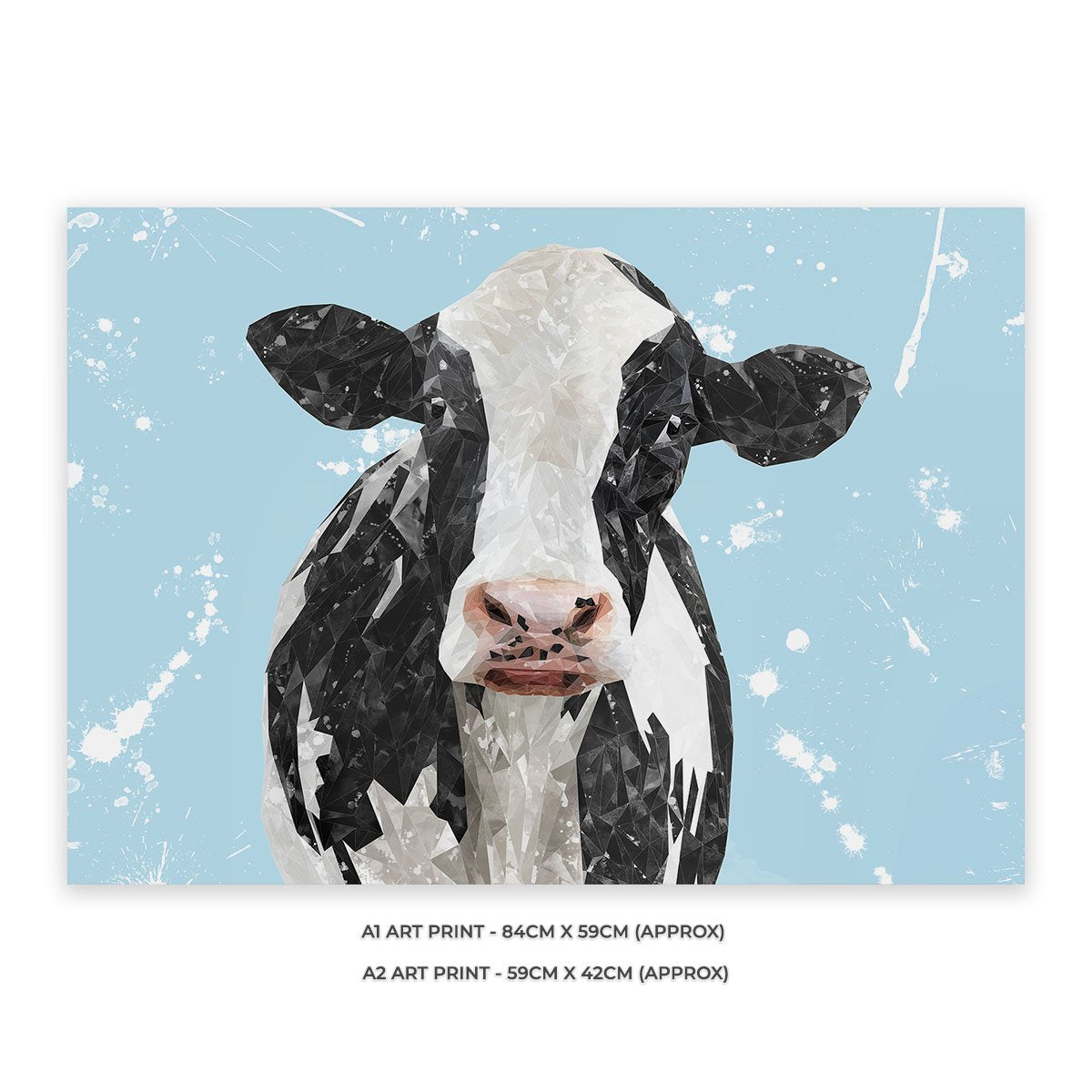 "Harriet" The Holstein Cow (Blue Background) Unframed Art Print - Andy Thomas Artworks