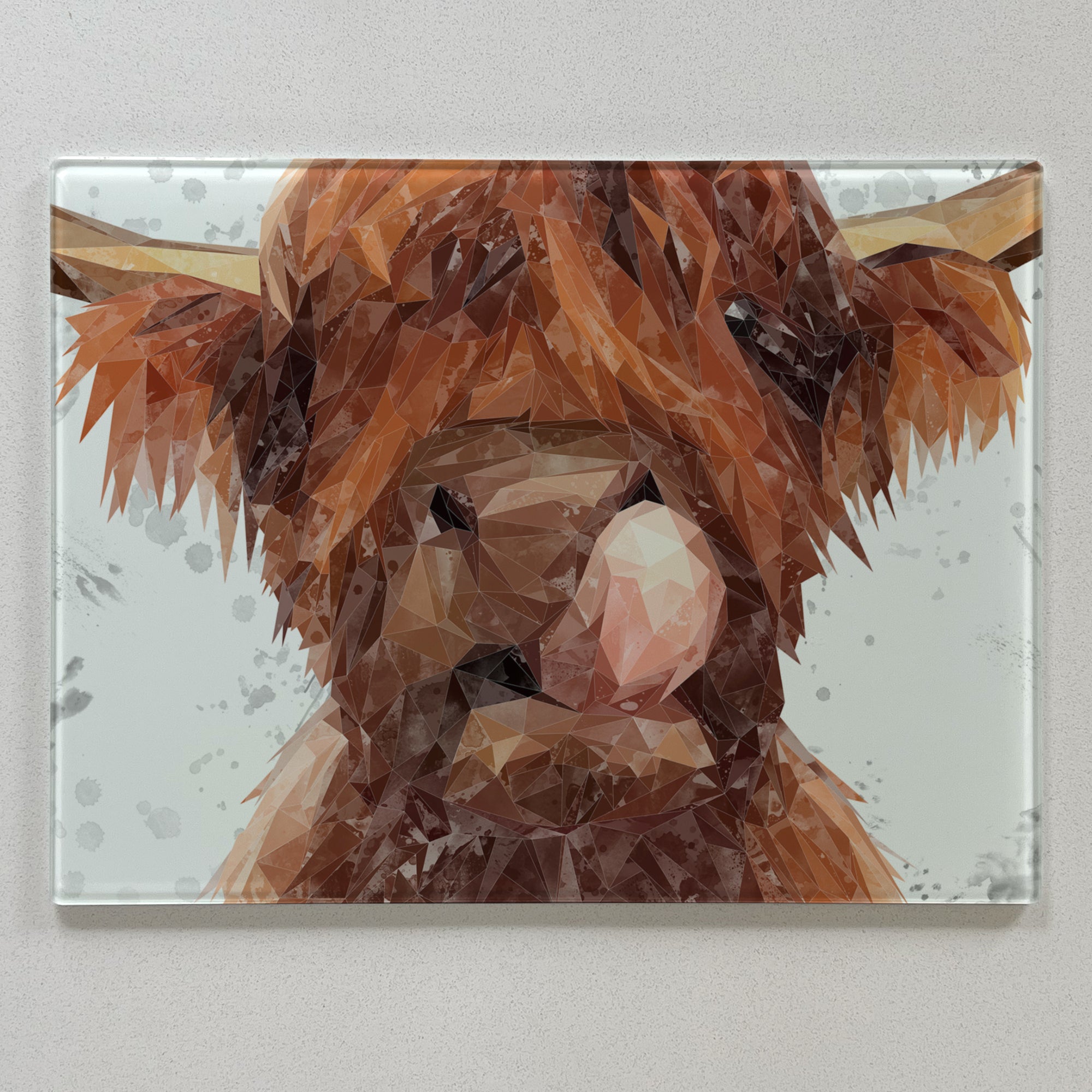 Harry The Highland Bull, Grey Background Premium Glass Worktop Saver