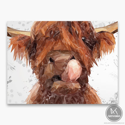 "Harry" The Highland Bull (Grey Background) Canvas Print