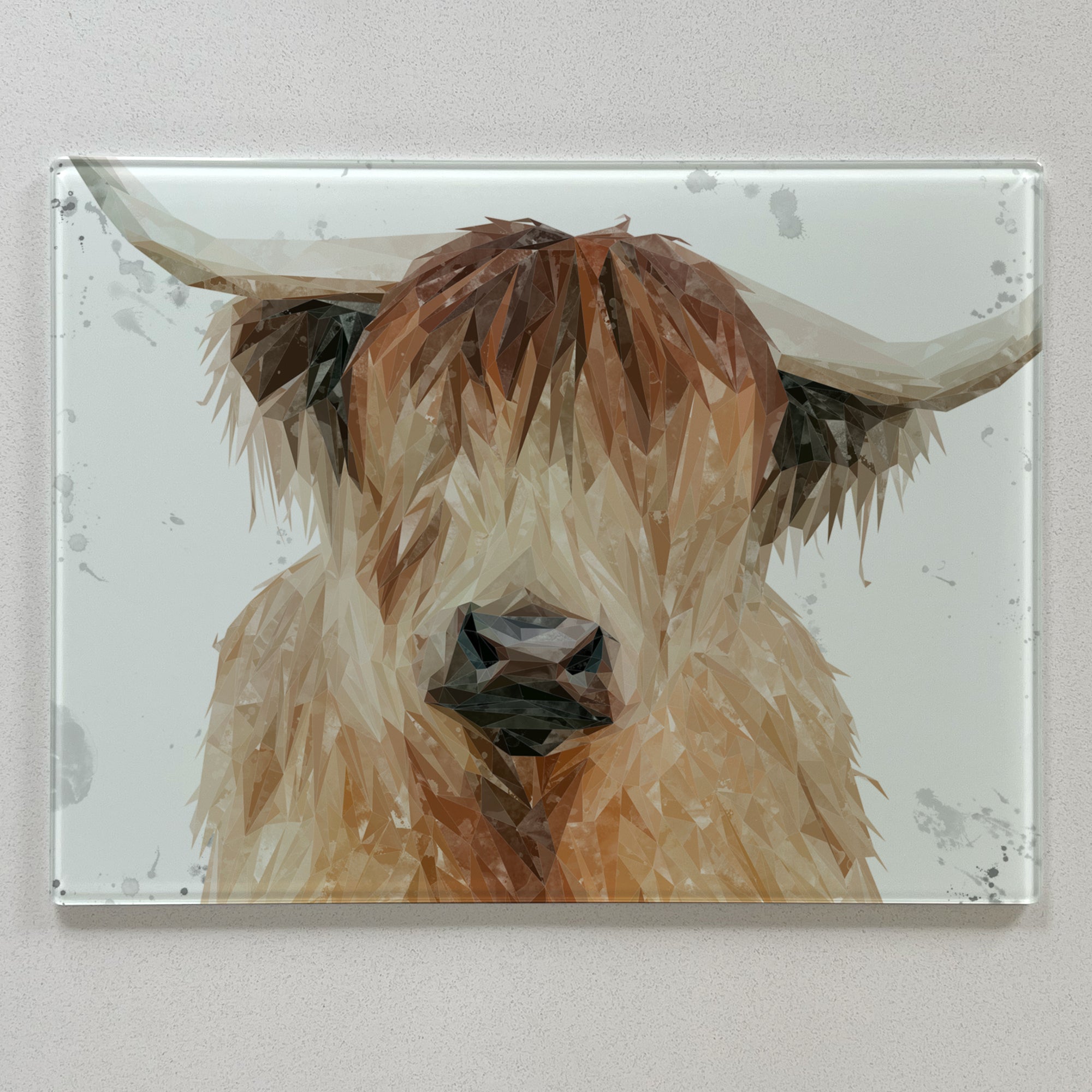 Bernadette The Highland Cow, Grey Background Premium Glass Worktop Saver