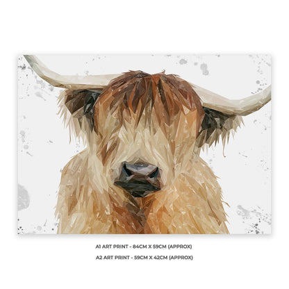 "Bernadette" The Highland Cow (Grey Background) Unframed Art Print - Andy Thomas Artworks