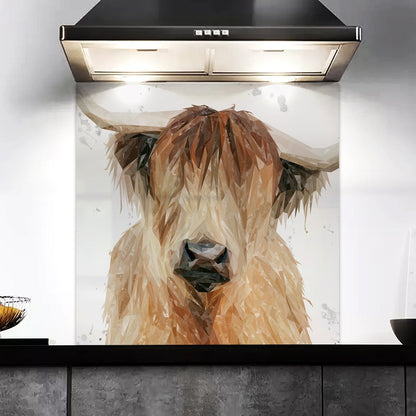 "Bernadette" The Highland Cow (Grey Background) Kitchen Splashback