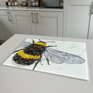 The Bee, Grey Background Premium Glass Worktop Saver