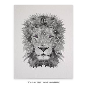 "The Lion" (B&W) 10" x 8" Unframed Art Print - Andy Thomas Artworks