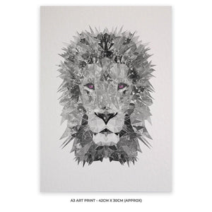 "The Lion" (B&W) A3 Unframed Art Print - Andy Thomas Artworks