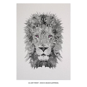 "The Lion" (B&W) A4 Unframed Art Print - Andy Thomas Artworks