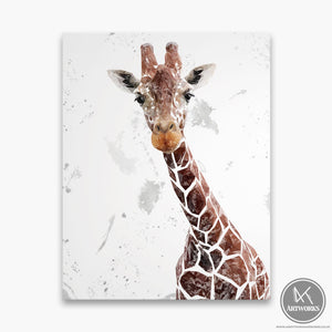 "George" The Giraffe (Grey Background) Canvas Print