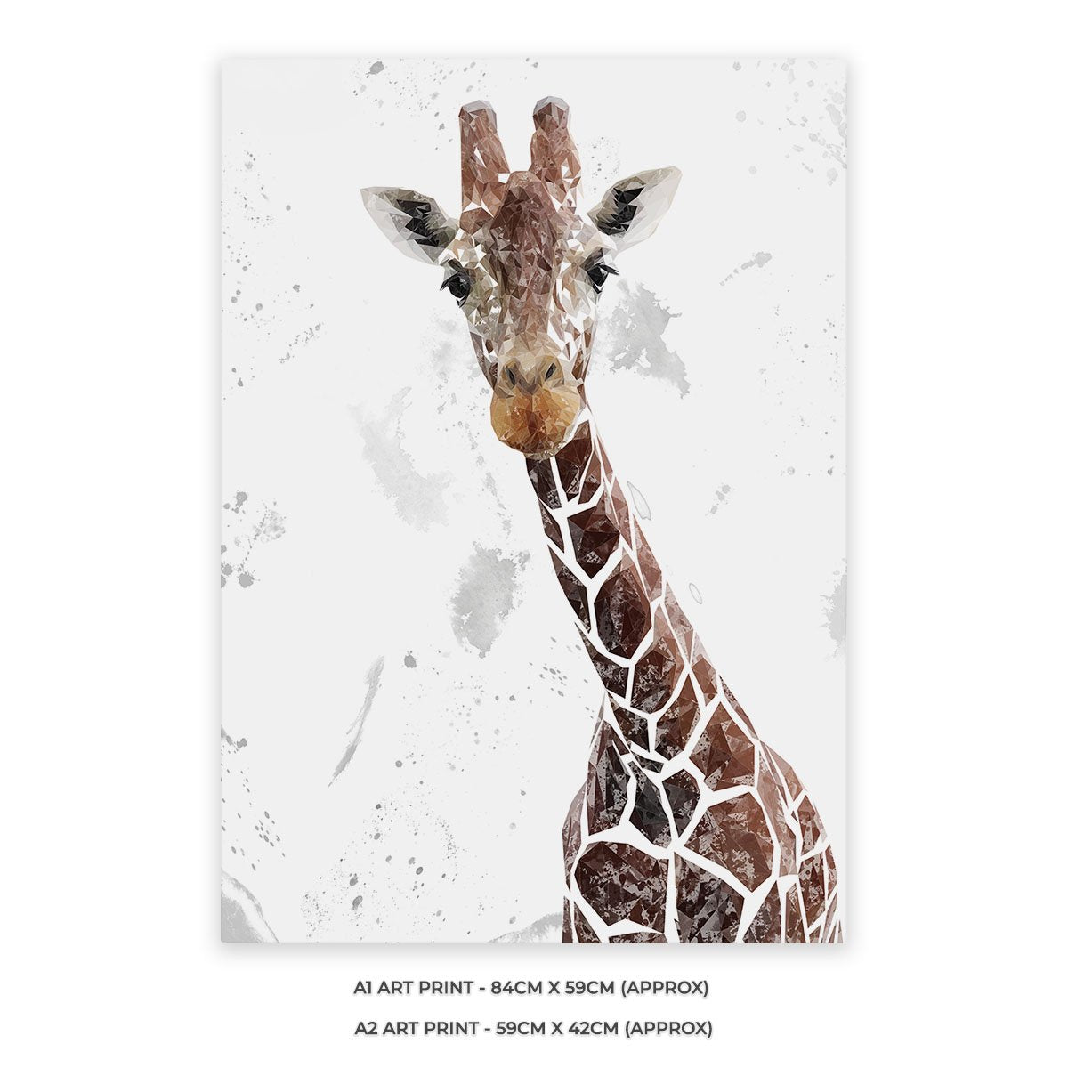 "George" The Giraffe (Grey Background) Unframed Art Print - Andy Thomas Artworks