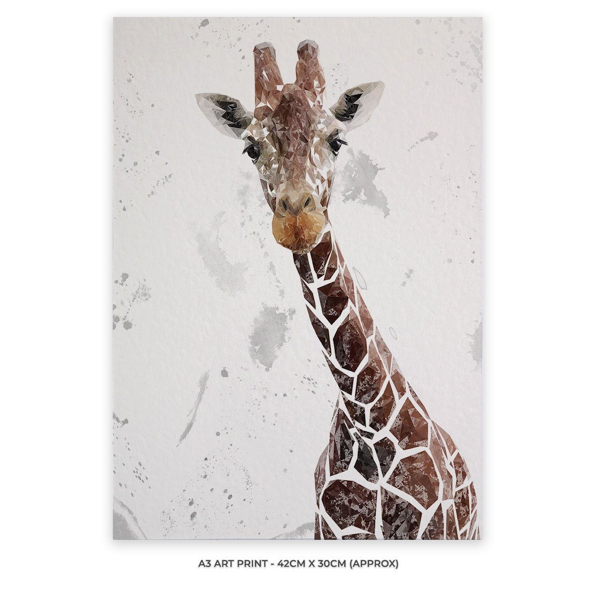 "George" The Giraffe (Grey Background) Unframed Art Print - Andy Thomas Artworks