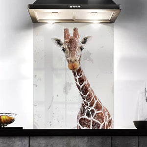 "George" The Giraffe (Grey Background) Kitchen Splashback