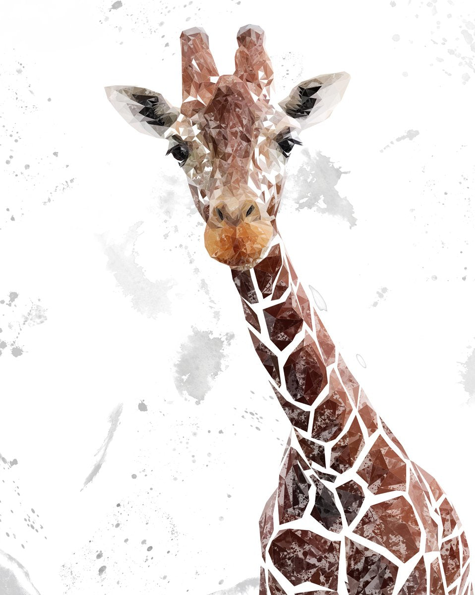 "George" The Giraffe (Grey Background) Kitchen Splashback