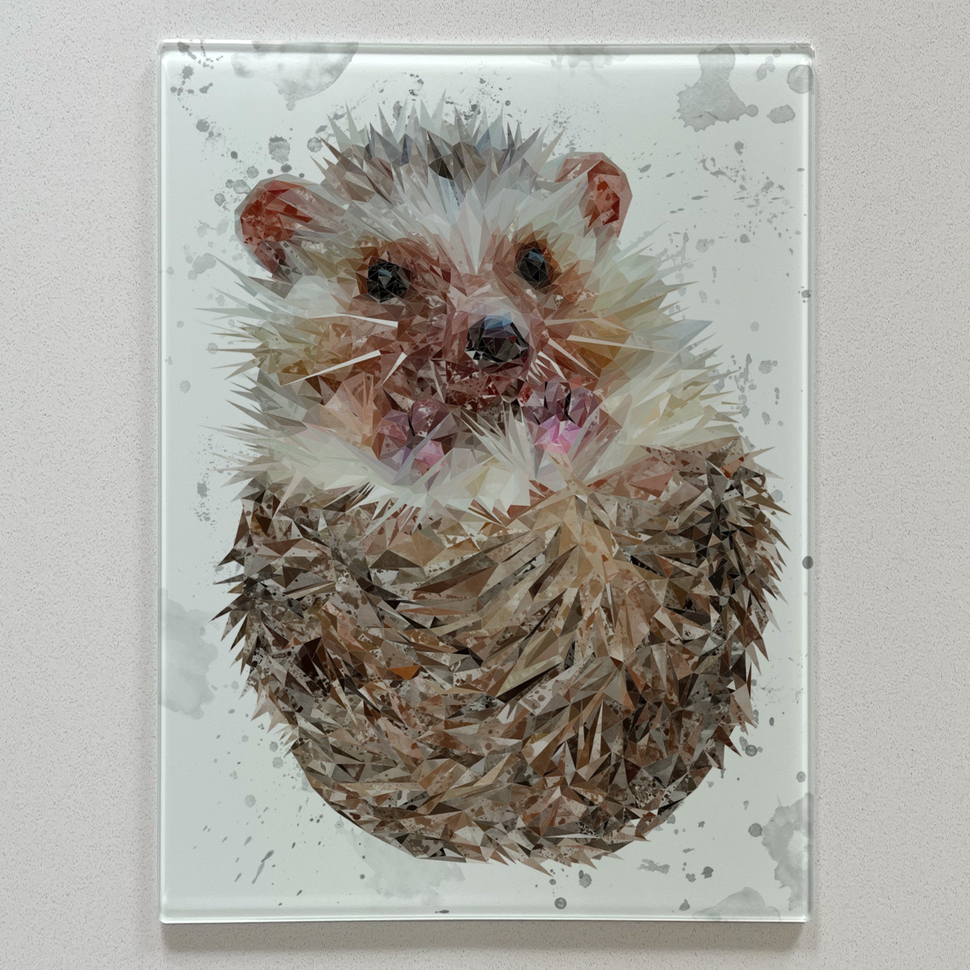 Milton The Hedgehog, Grey Background, Portrait, Premium Glass Worktop Saver