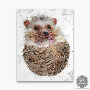"Milton" The Hedgehog (Grey Background) Canvas Print