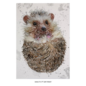 "Milton" The Hedgehog (Grey Background) 5x7 Mini Print - Andy Thomas Artworks