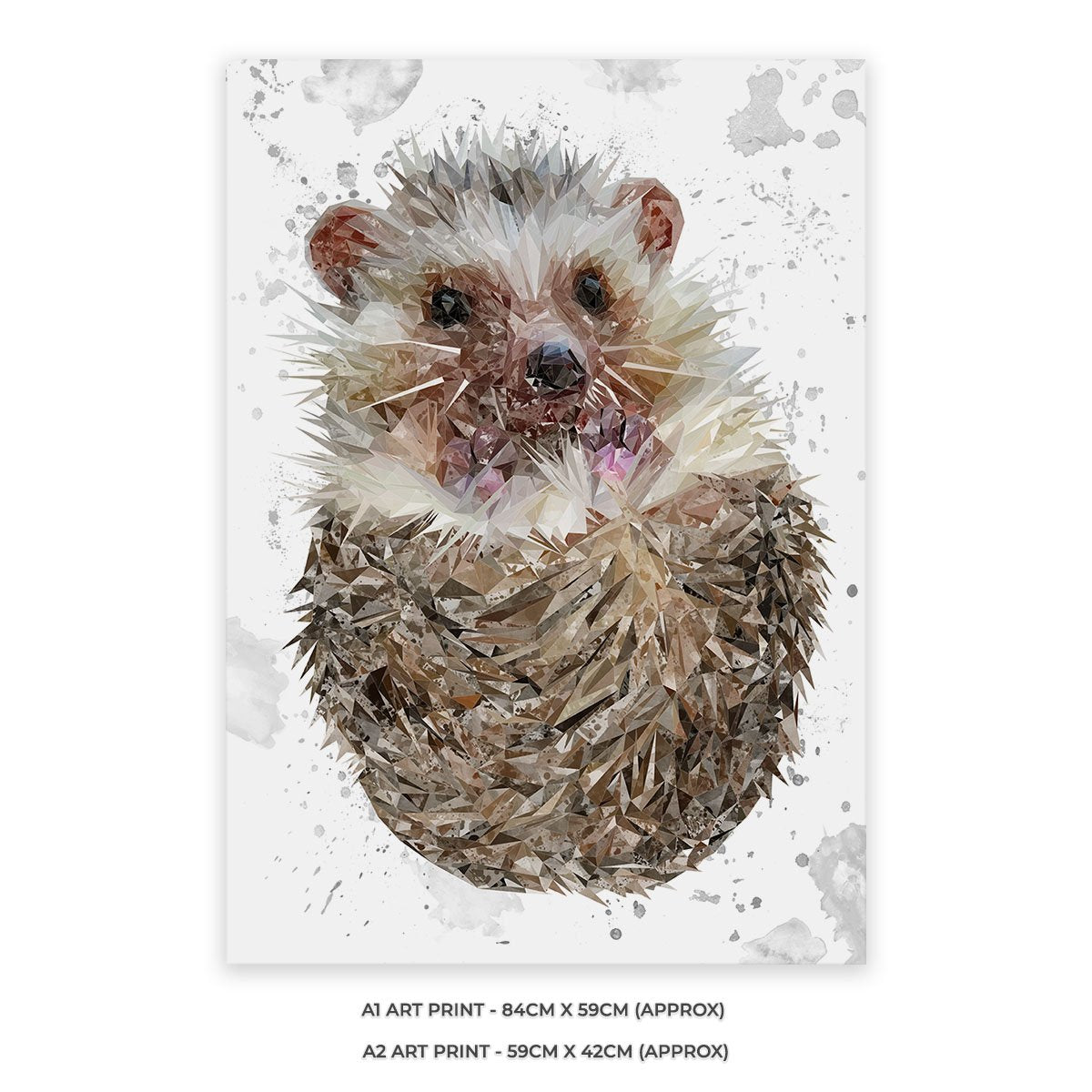 "Milton" The Hedgehog (Grey Background) Unframed Art Print - Andy Thomas Artworks