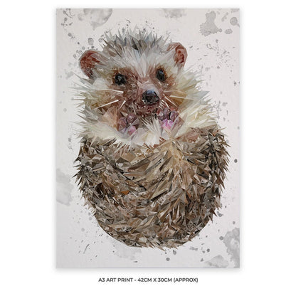 "Milton" The Hedgehog (Grey Background) Unframed Art Print - Andy Thomas Artworks