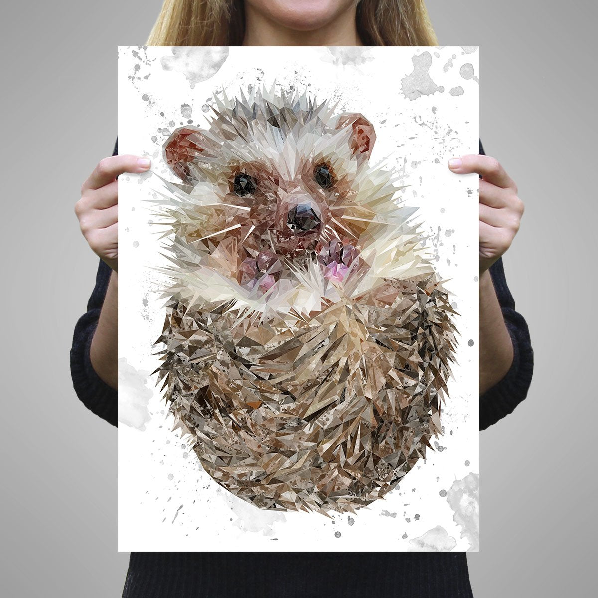 "Milton" The Hedgehog (Grey Background) A3 Unframed Art Print - Andy Thomas Artworks