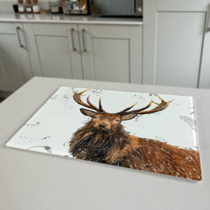Rory The Stag, Grey Background Premium Glass Worktop Saver