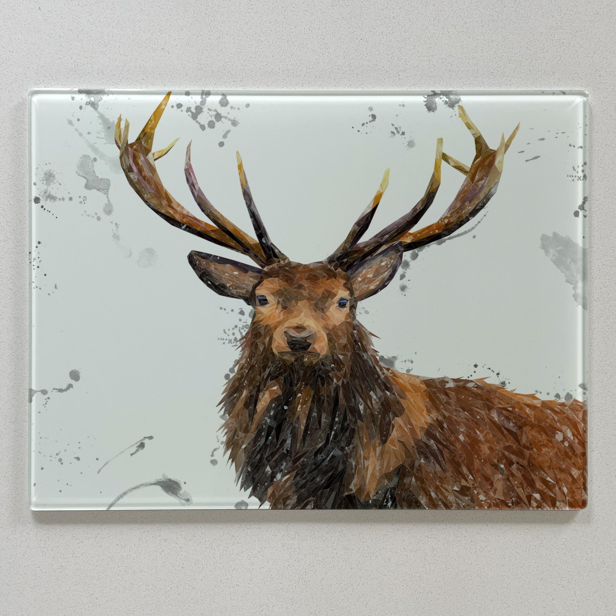 Rory The Stag, Grey Background Premium Glass Worktop Saver