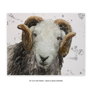 "Stanley" The Herdwick Ram (Grey Background) 10" x 8" Unframed Art Print - Andy Thomas Artworks