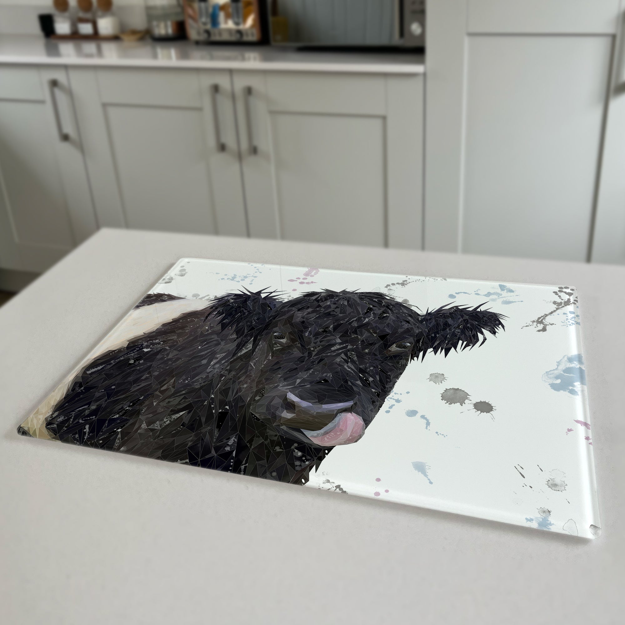 Eugene The Belted Galloway Cow Premium Glass Worktop Saver