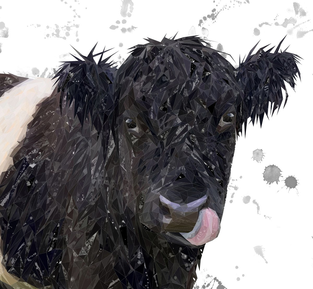 "Eugene" The Belted Galloway Cow (Grey Background) Kitchen Splashback