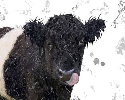 "Eugene" The Belted Galloway Cow (Grey Background) Kitchen Splashback